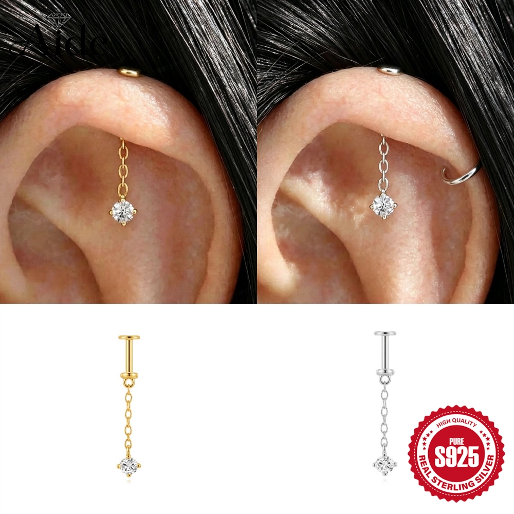 Star Flat Back - AIDE 925 Ayar Gümüş Dikey Spiral