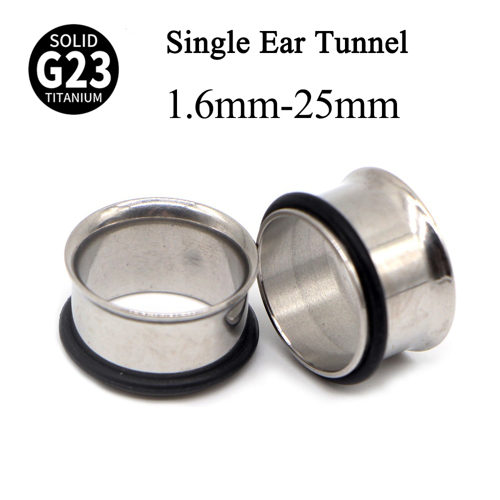 Body Jewelry Ear Gauges - 1 çift G23 titanyum tek Flare