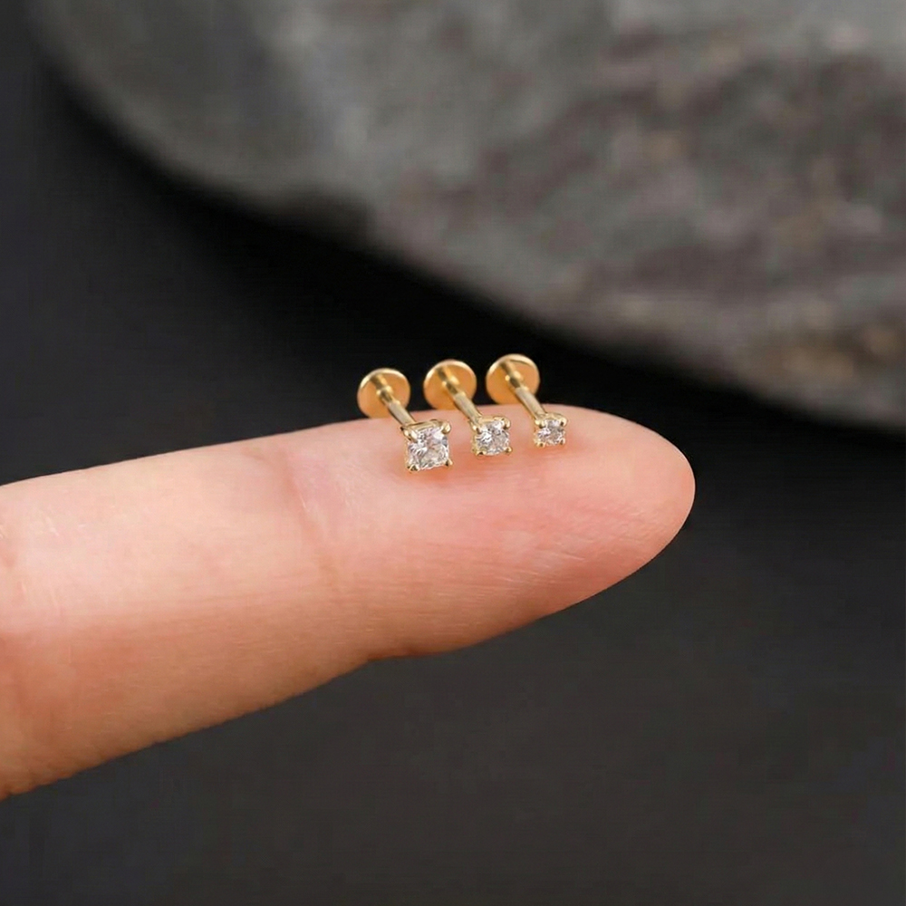 Body Jewelry Labret - Aide 925 ayar gümüş mozanit Labret