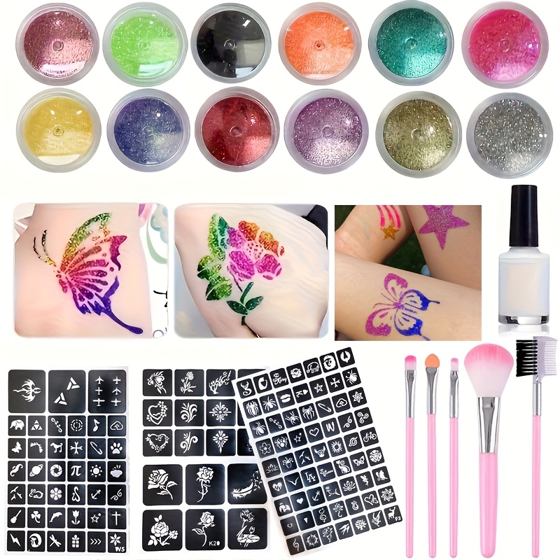 Body Jewelry Glue - DIY Flaş Dövme 12 Renk Glitter,