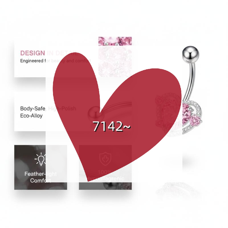 Body Jewelry Belly Button Rings - Moda Pembe Kristal Göbek Piercingleri Paslanmaz