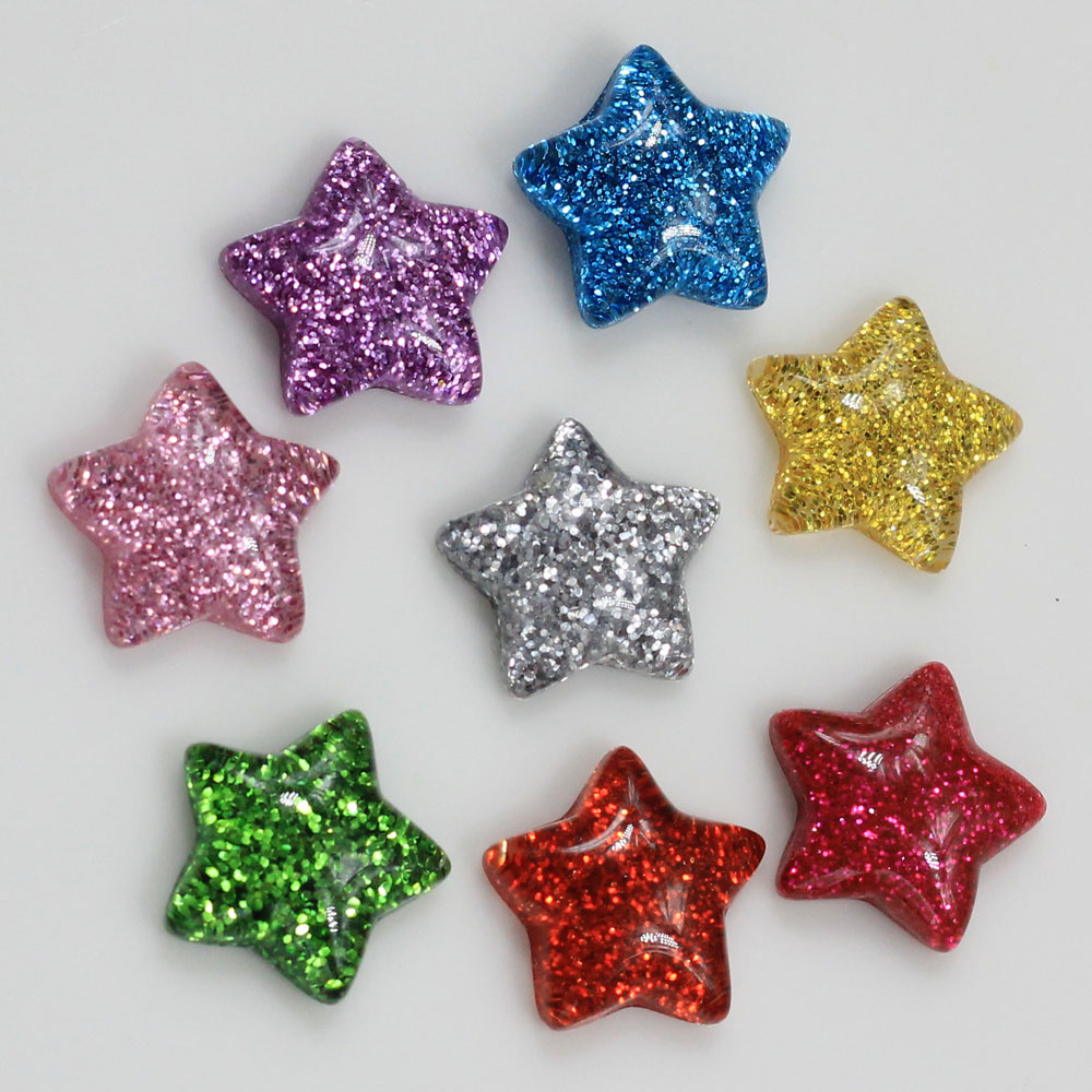 Star Flat Back - Toptan 15mm sevimli Glitter yıldız Flatbacks