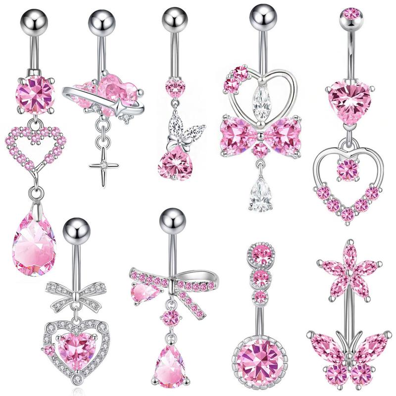 Body Jewelry Belly Button Rings - Hipoalerjenik Paslanmaz Çelik Göbek Piercingi Işıltılı
