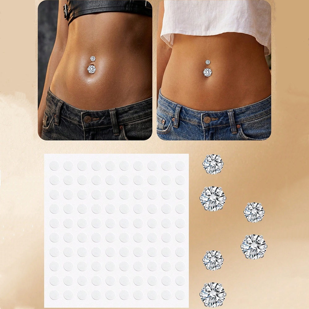 Body Jewelry Belly Button Rings - Sahte Göbek Piercing'i Kübik Zirkon Sahte