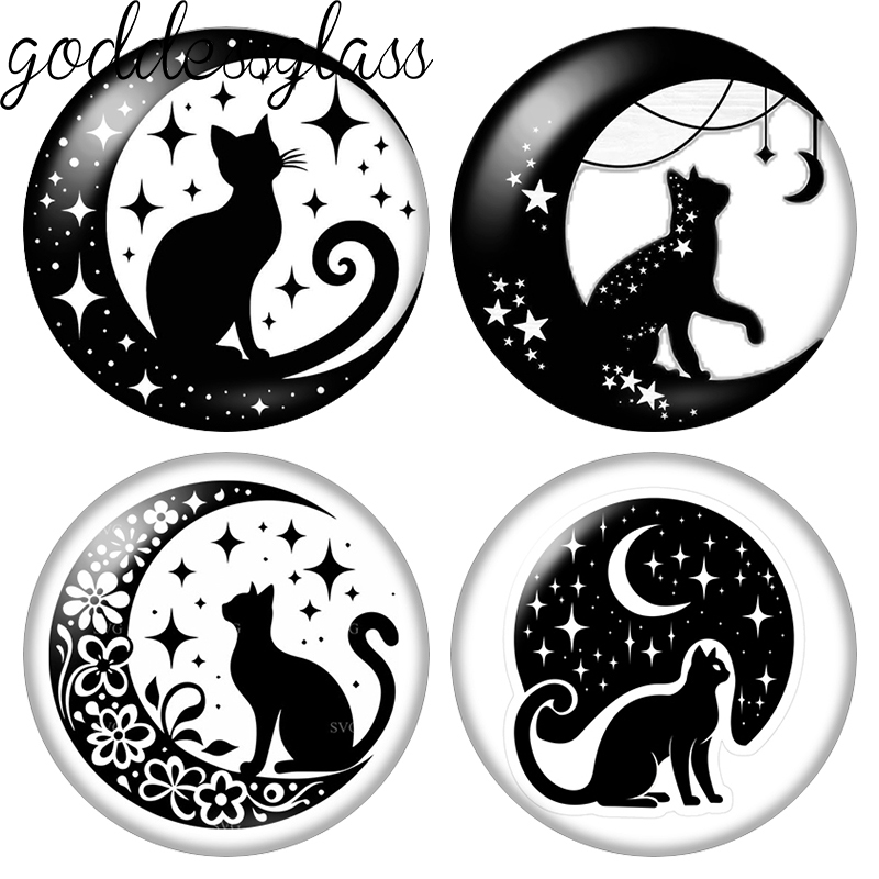 Star Flat Back - Ay ve Yıldız Siyah Kedi Sevimli