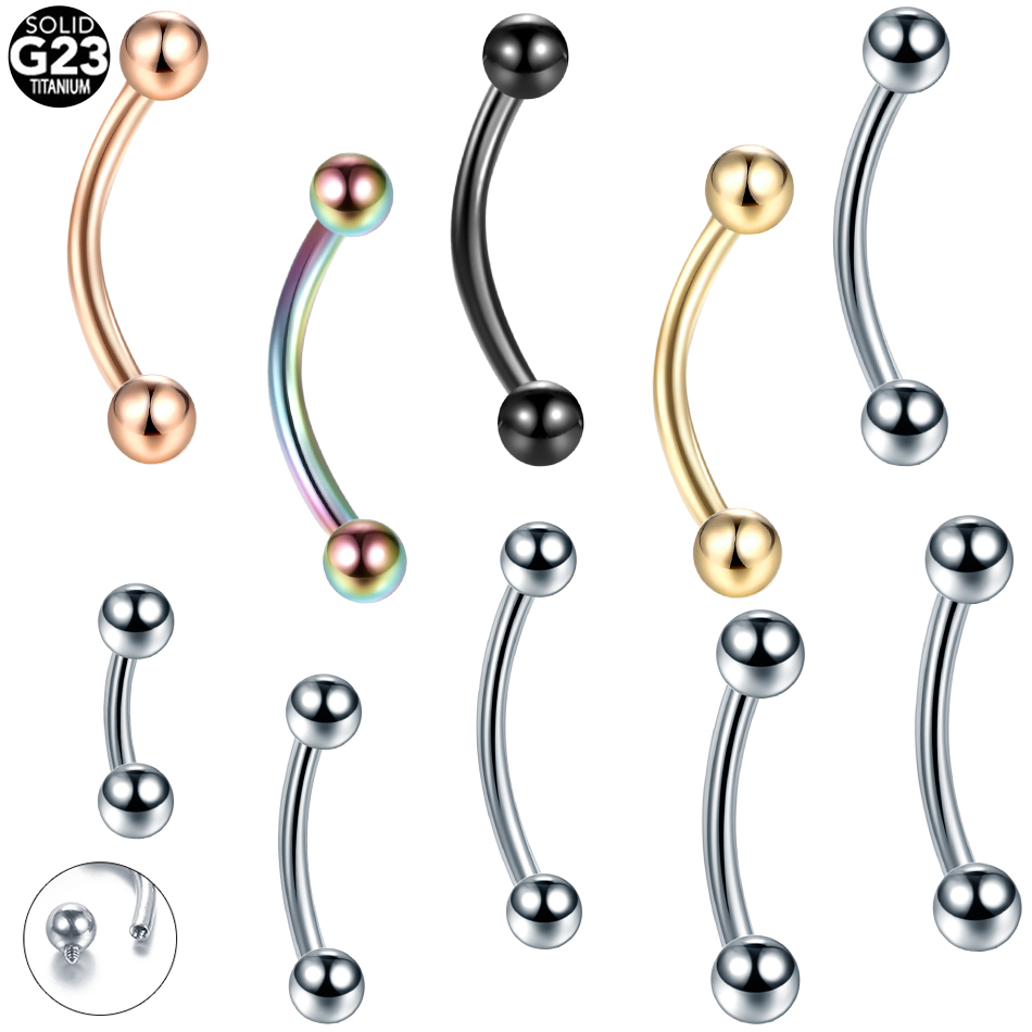 Eyebrow Curved Barbell - 10 adet/grup G23 Titanyum Kaş Muz