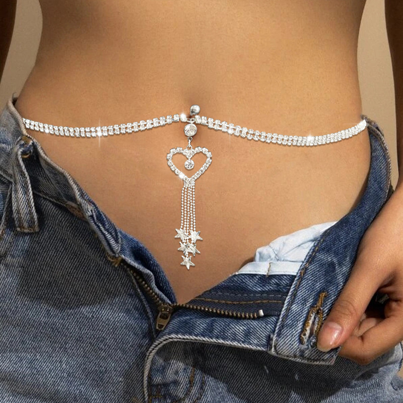 Body Jewelry Belly Button Rings - GLAMing Boho Kalp Dangle Rhinestone Piercing