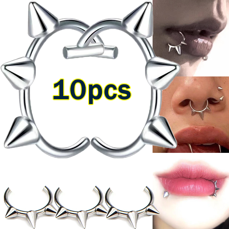 Body Jewelry Labret - 10 adet Punk Burun Halkası Bir