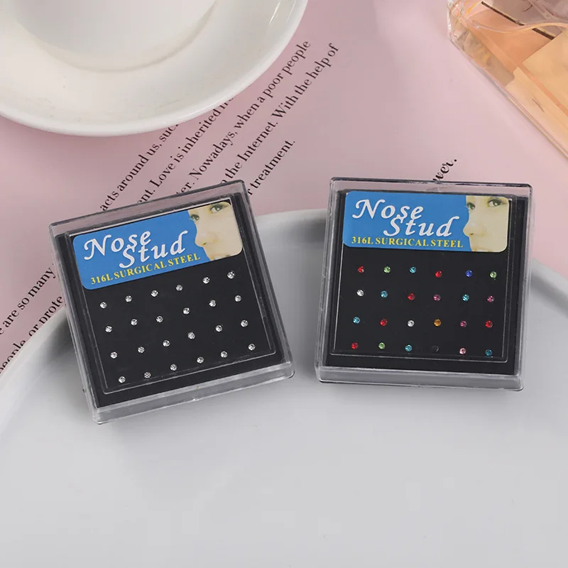 Body Jewelry Jewelry Box - 24 adet/kutu Kristal Burun Halkası Çivileri