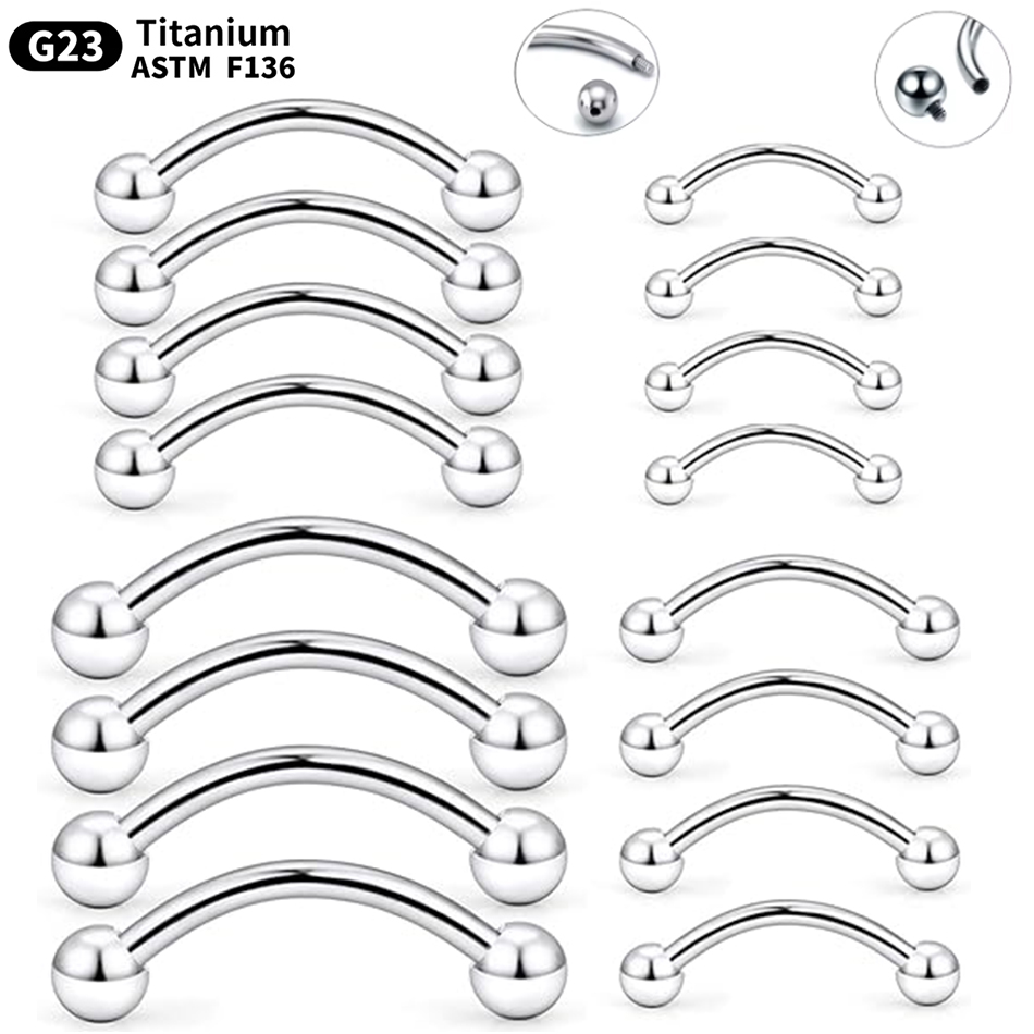 Eyebrow Curved Barbell - 1 adet titanyum piercing kavisli halter