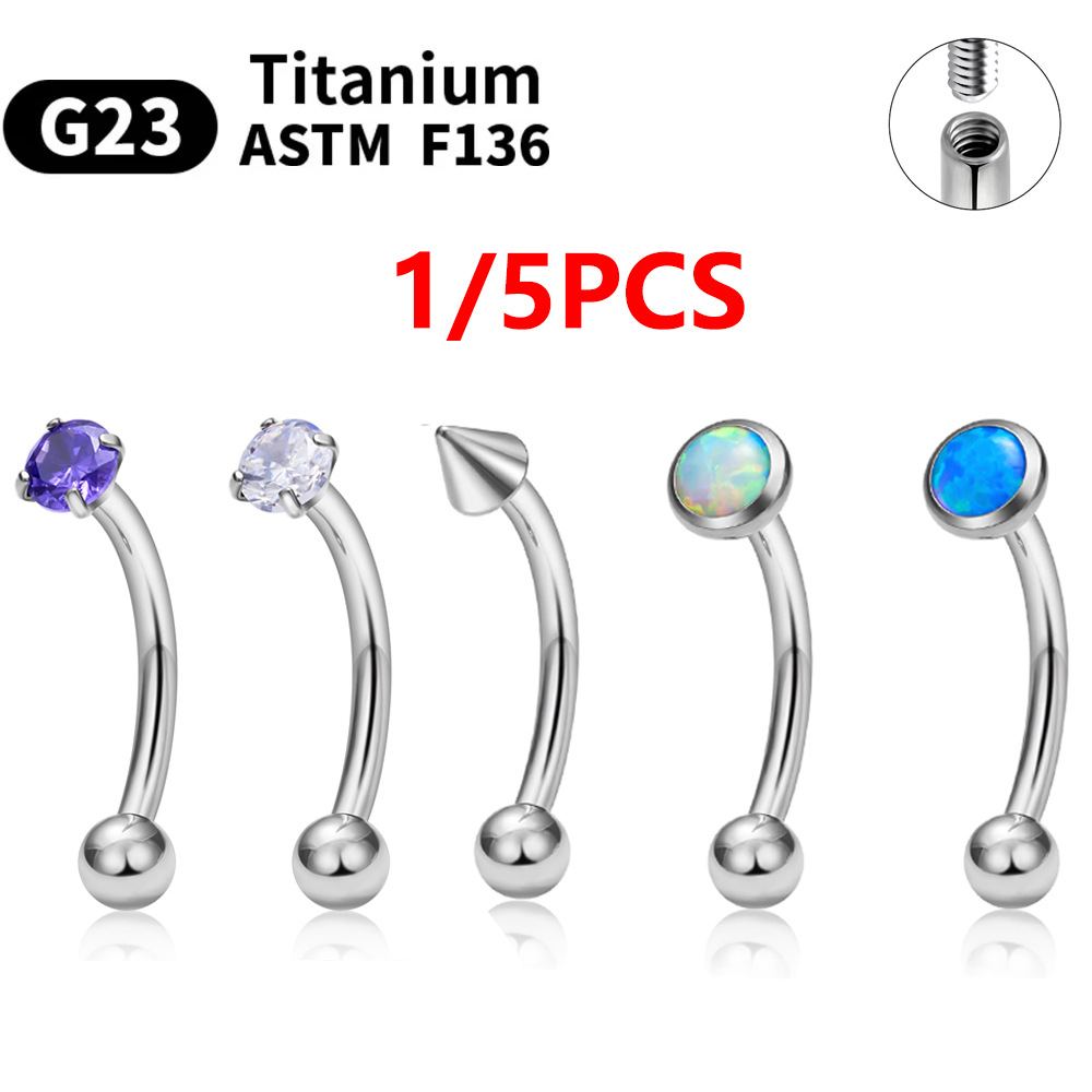Eyebrow Curved Barbell - 1/5 adet ASTM F136 titanyum iç