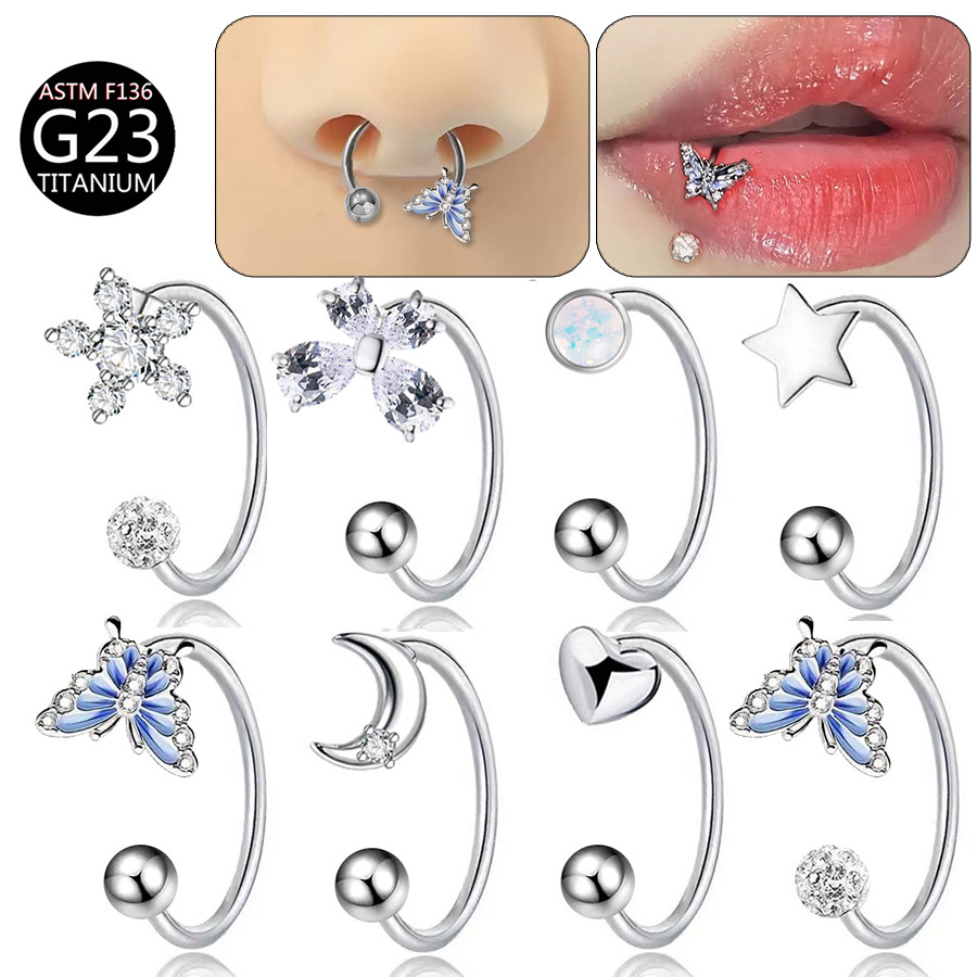 Body Jewelry Labret - ASTM F136 Titanyum Kelebek Dudak Halkası