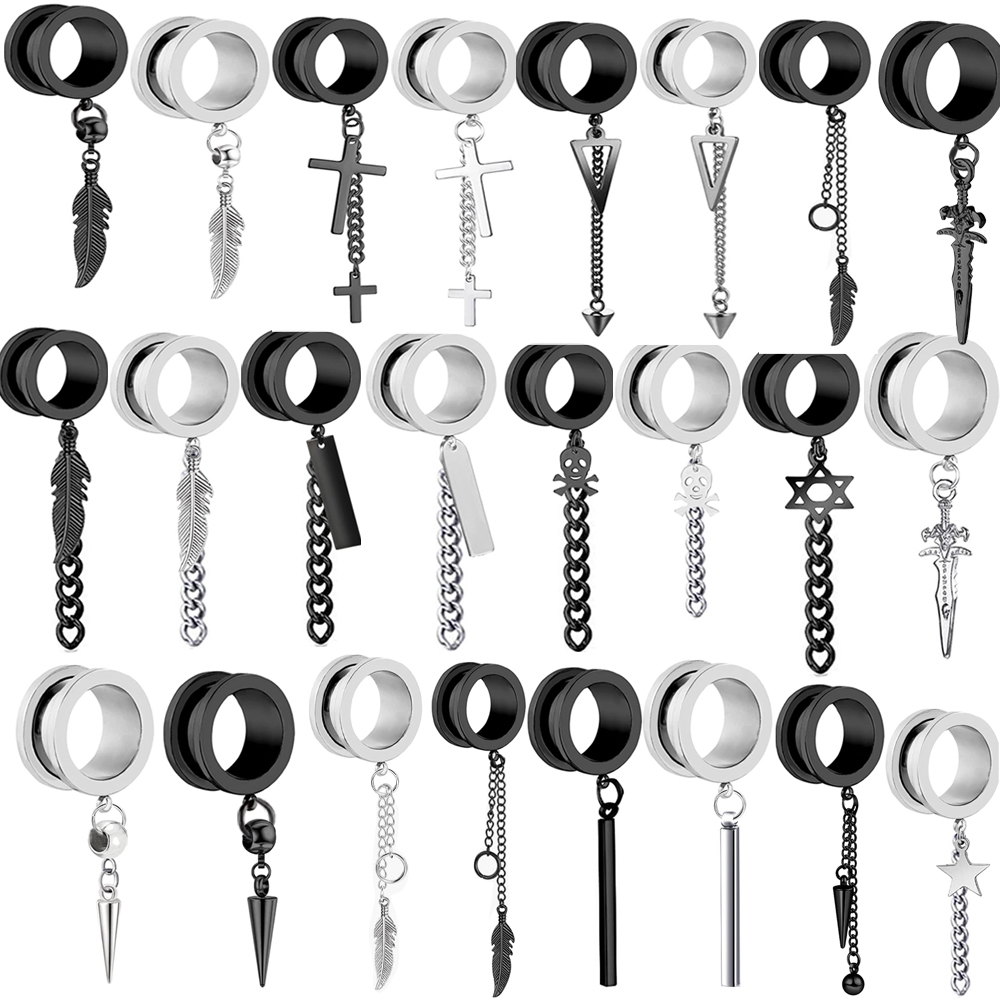 Body Jewelry Ear Gauges - 1 çift Paslanmaz Çelik Kulak Tıkaçları