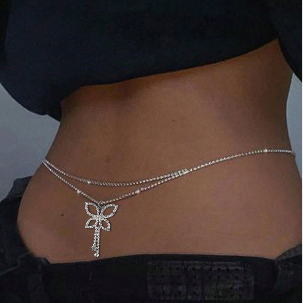 Body Jewelry Jewelry Box - Kadınlar için Fiyonklu Bel Zinciri, Taşlı