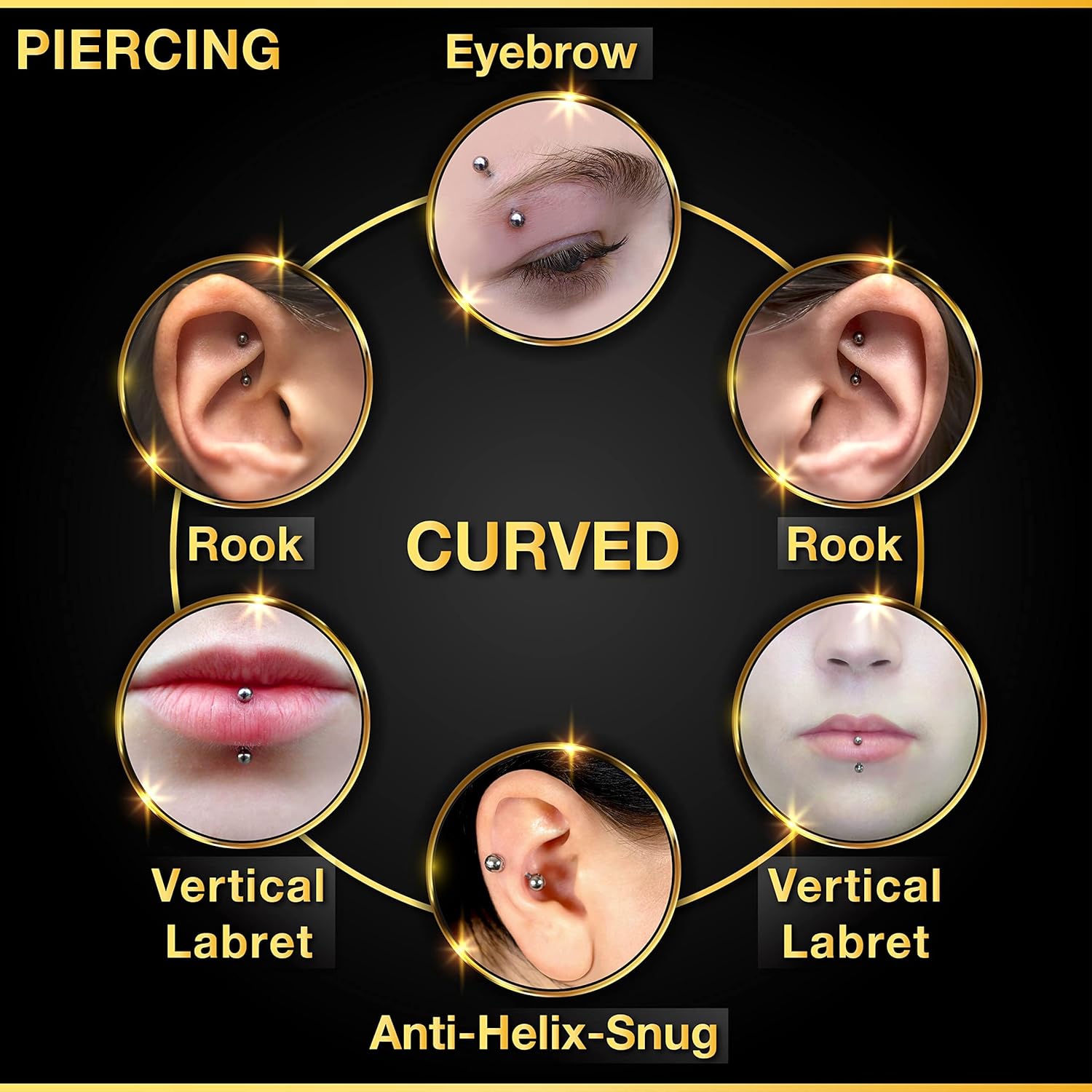 32 adet/set Cerrahi Çelik Kavi - Eyebrow Curved Barbell incelemesi ve fiyatı