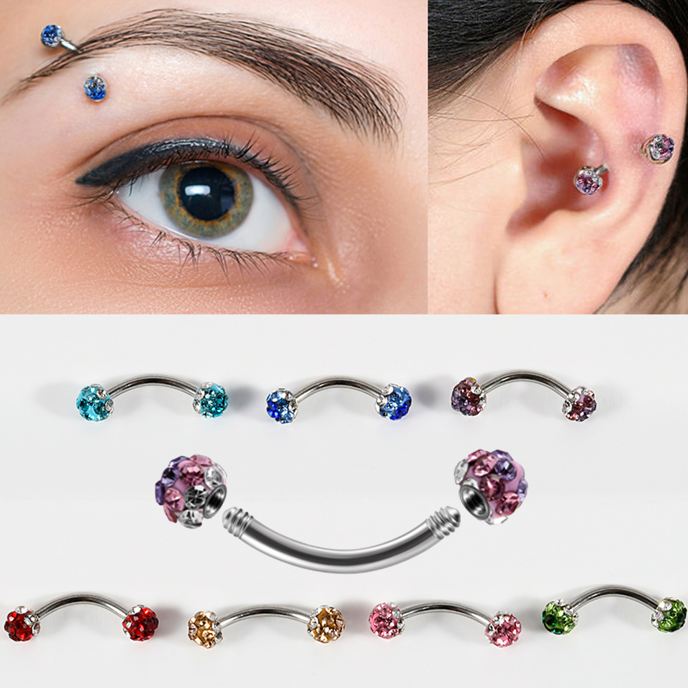 1/5/7 adet cerrahi çelik Rhine - Eyebrow Curved Barbell incelemesi ve fiyatı