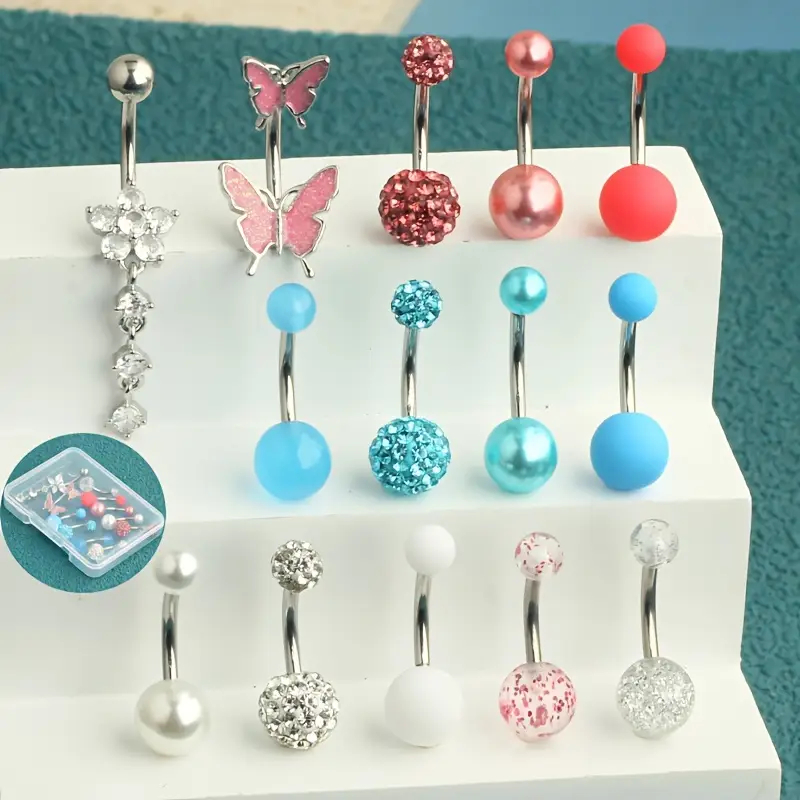 14 adet/kutu Göbek Piercingler - Body Jewelry Jewelry Box incelemesi ve fiyatı