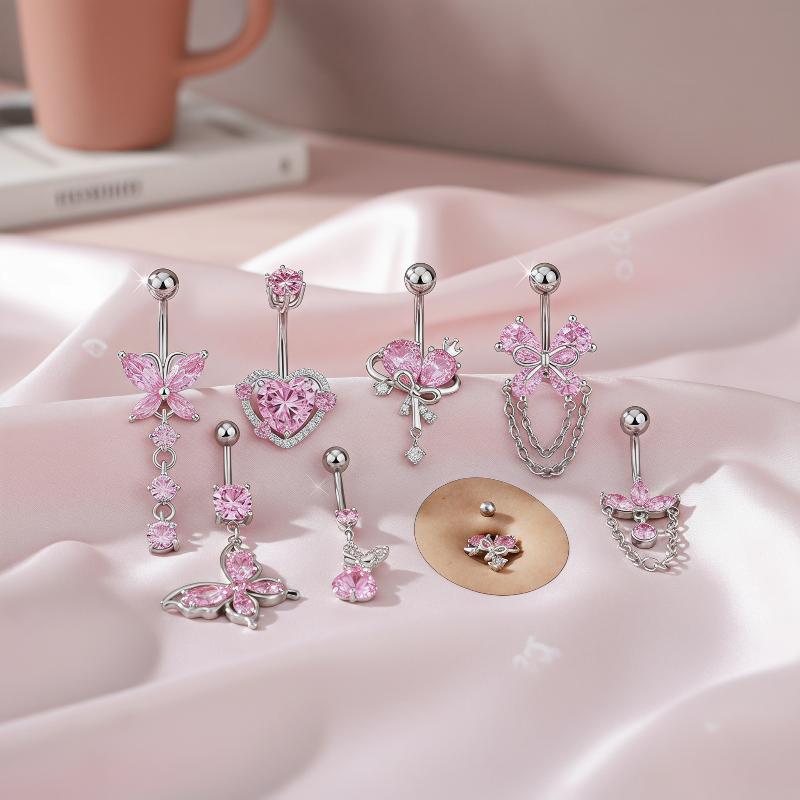 Moda Pembe Kristal Göbek Pierc - Body Jewelry Belly Button Rings incelemesi ve fiyatı
