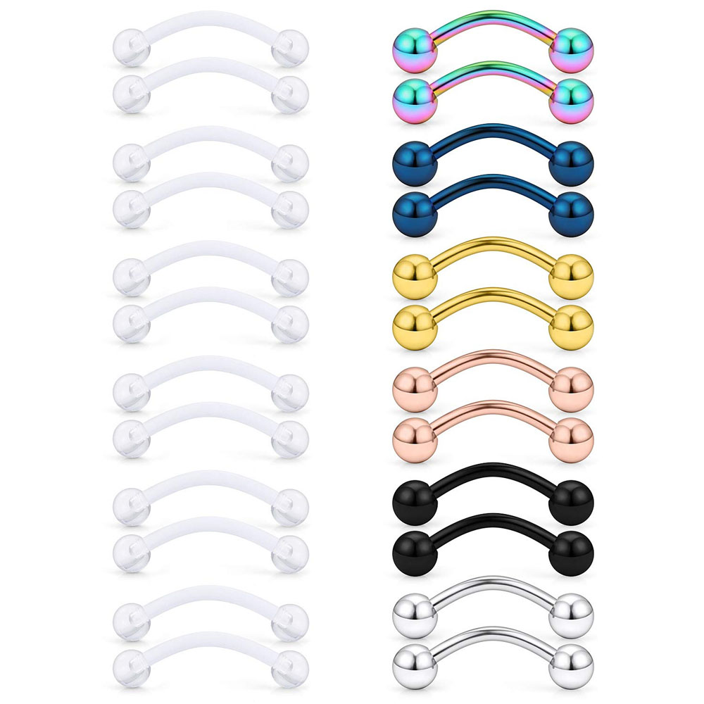 16G şeffaf akrilik Bioflex pas - Eyebrow Curved Barbell incelemesi ve fiyatı